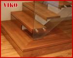 Floating Staircase VK50C Tempered Glass LED Light strip StringerBeech Tread