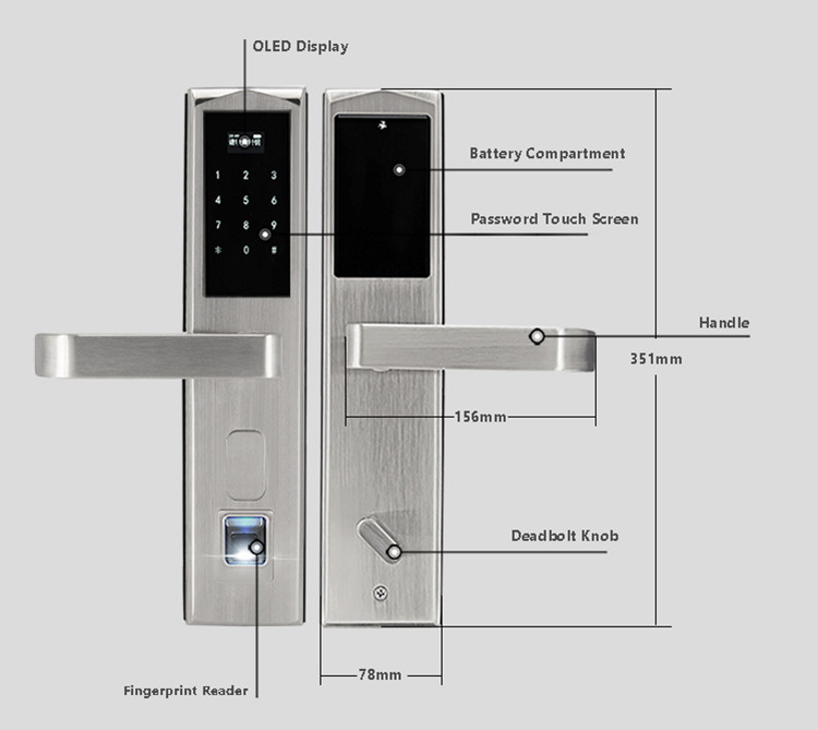 Big Data Capacity Electronic Entry Door Locks , Durable Electronic Card Door Lock