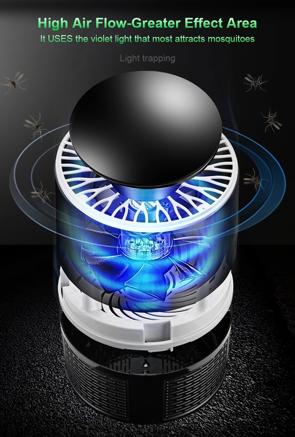 hot sales design USB professional pest control mosquito killer lamp plastic electric fly killer with wave light