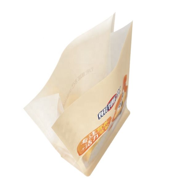 Custom Order Eight Side Seal Flat Bottom Stand Up Packaging Bags For Breakfast Cereal