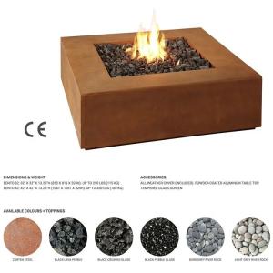 China Outdoor Metal Garden Large Corten Steel Smokeless Firepit Rectangular factory