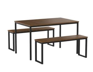 China 3pcs Kitchen Nook MDF wood Dinning Table And Chair Set With Two Benches factory