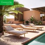 Modern Waterproof Lounger Chair Made of Solid Teak Wood for Courtyard Beach
