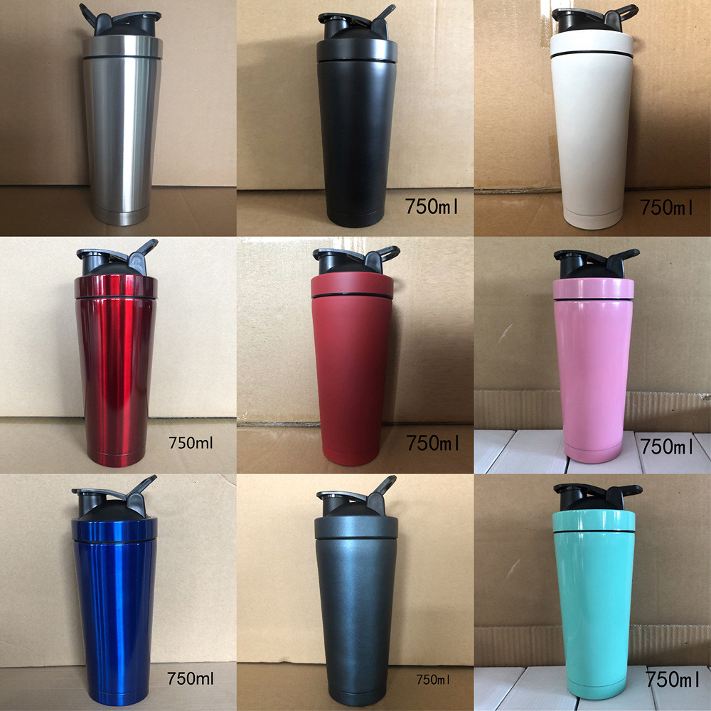 Protein Shaker Bottle For Protein Mixes, Double Wall Vacuum Insulated Shaker Bottle, Stainless Steel Shaker Bottle, Small Shaker Bottle 25oz(739ml),