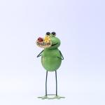 Durable Animal Garden Ornament Anthropomorphic Metal Frog Yard Art