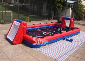 China 12m long 6vs6 Interactive Giant Inflatable Soccer Sports Field with aluminium pipes N gears affilted factory