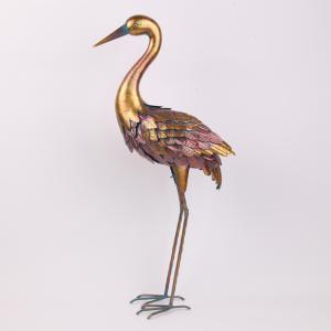 China Metallic Iron Crane Decor Animal Garden Ornament for Medium Gardens factory