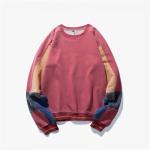 Retro Crew Neck Contrast Color Oversized Pullover Sweatshirt Without Hood