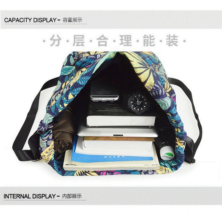 Easy Carrying Drawstring Gym Backpack , Waterproof Sports Backpack Leaf Blade Pattern