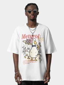 China Euramerican Fashion Duck Print Cotton Oversize T Shirt Short Sleeve Men'S Streetstyle factory