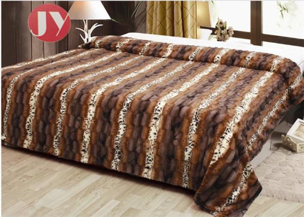 Single Double Size Plush Fur Blanket bedding Animal Fur Printed Polyester