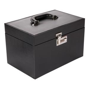 China Custom Faux Leather Luxury Jewelry Box Portable Packaging Case With Handle factory