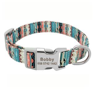 China Beautiful Pattern Adjustable Nylon Collar Customized Color Pet Dog Accessories factory