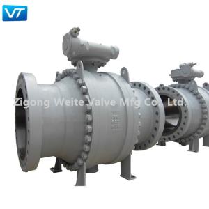 China 600LB Three Pieces Electric Ball Valve Trunnion Mounted 36 Inch Ball Valve WCB factory