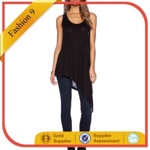 China Black Long Sleeved Blouse with Rib knit edges factory