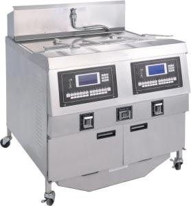 China Two Pots Four Baskets 304SUS Gas Chips Commercial Open Deep LCD Panel Oil Fryer factory