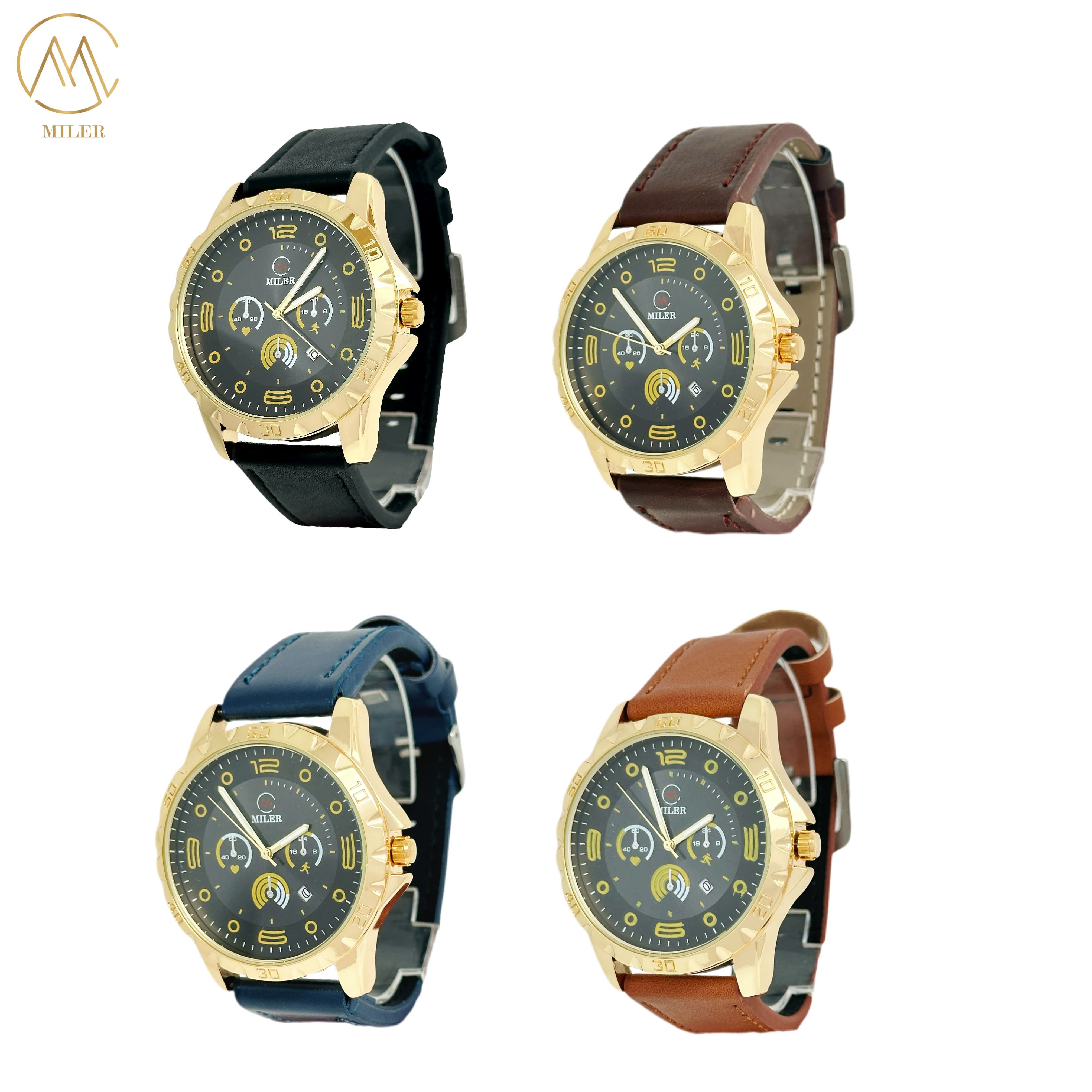 30 Meters Water Resistance Leather Strap Quartz Watch with OEM LOGO Customization