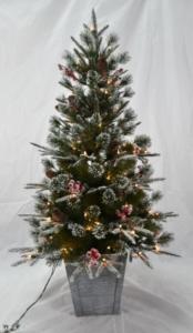 China 4FT PE Slim Pine Tree With White Frosted 105UL Clear Lights factory