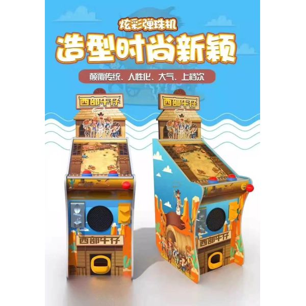 West Cowboy Kids Pinball Game Machine With Wood Cabinet Material