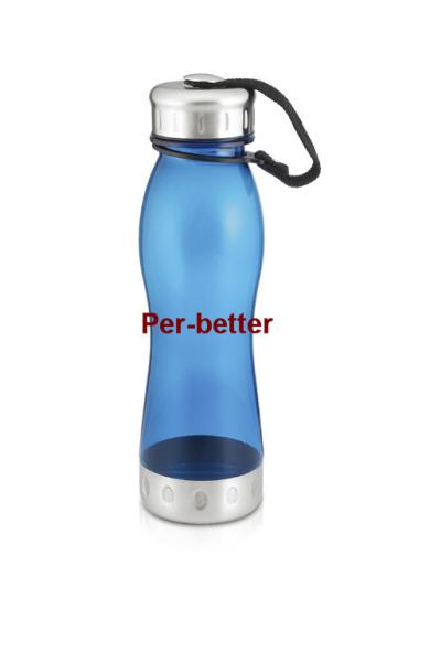 promotional different capacity clear plastic water bottle with stainless steel