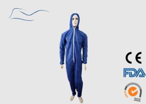 China Elastic Wrist Paint Protective Coveralls , Commercial Blue Disposable Coveralls factory