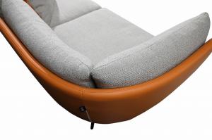China Upholstered Half Leather Sofa Grey Modular Curved Couch Custom factory