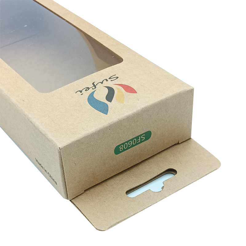 High Strength Electronics Packaging Box Custom Logo Brown Kraft Paper Box With Clear Window
