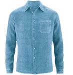 Blank Hemp Long Sleeve Shirts , Mens Slim Fit Casual Shirts Turn Down Collar