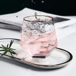 Elegant Gold Rim Diamond Plastic Whisky Glasses Reusable Whiskey Rocks Glass