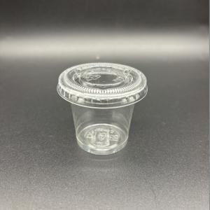 China Biodegradable PLA 2 Ounce Condiment Cups With Lids Clear Plastic Cold Drink Cups factory