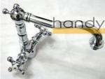 Brass Polished Chrome Kitchen Sink Water Faucet One Hole with Two Cross Handles