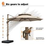 Outdoor Garden Patio 360 Degree Rotation Aluminium Double Roof Umbrella Deluxe