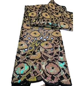 China 2023 Latest fashion tulle lace with sequin fabric selling for African market factory