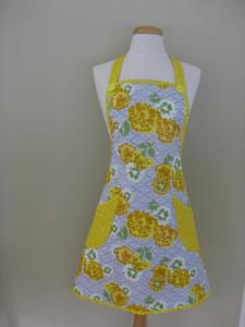China Ladies Apron, Floral Apron, Kitchen Apron, Full Cooking Apron, Gift For Women, Yellow Apron, cooking Apron, Adult Aprons factory
