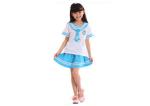 Lapel Collar School Student Uniform Blue Stitching White Highlighting Innocence