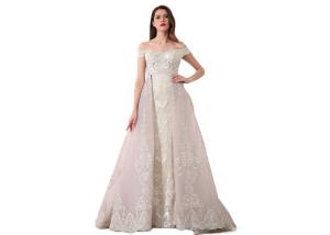 China Off Shoulder Sweetheart Muslim Evening Dress Lace Fabric Fully Lined factory