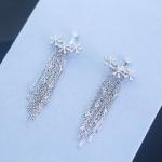 Polished S925 Snowflake Fringe Sterling Silver Tassel Earrings 1.5cm