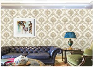 China Waterproof Embossed Damask Wallpaper For Walls , Fashion Damask Vinyl Wallpaper factory