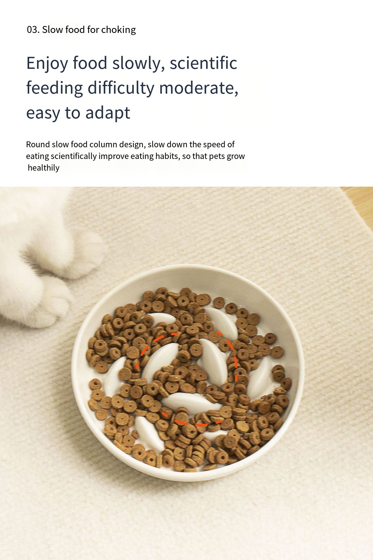 Pet Ceramic Cat Bowl Slow Food Bowl Anti-Choking Anti-Spill Anti-Knock Dog Slow Feeder Bowl