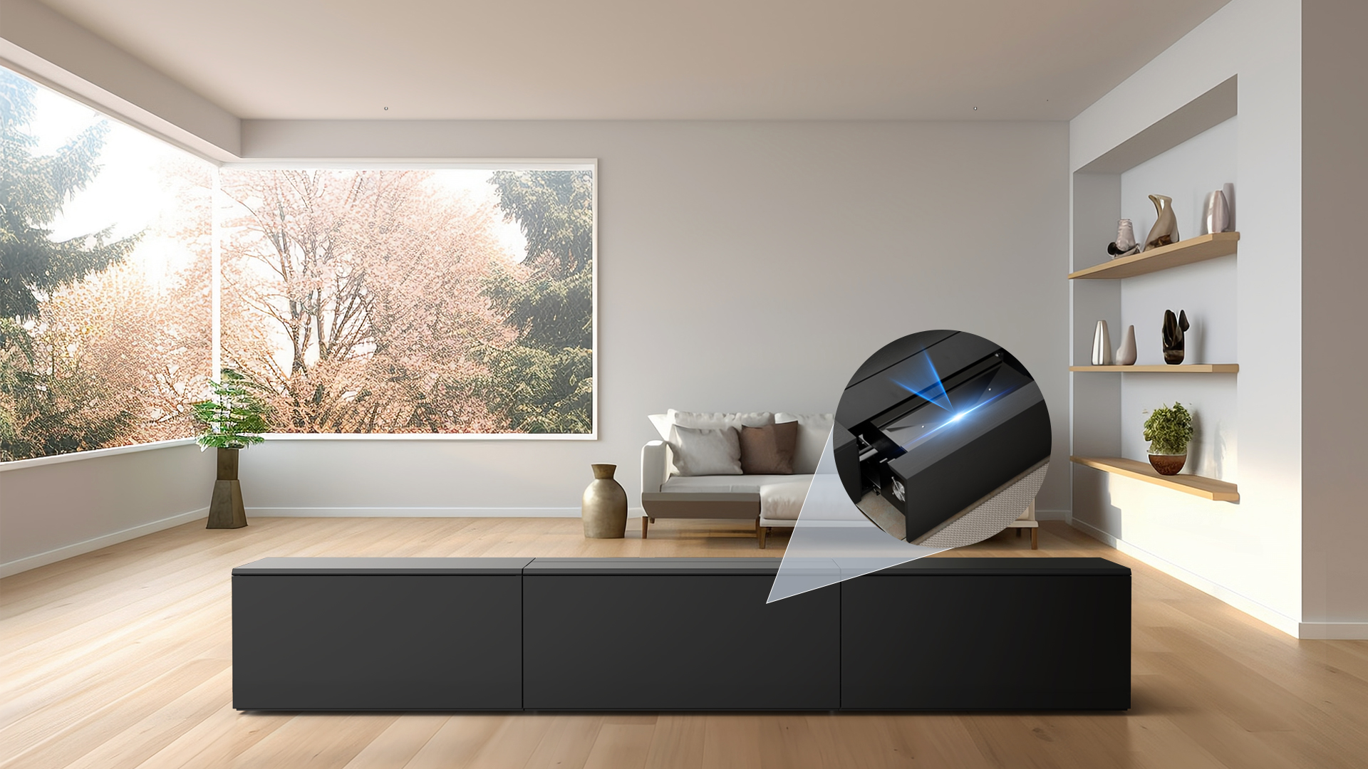 Home Cinema UST Projector Cabinet Customized Laser TV Cabinet For Short Throw Projector Motorized TV Cabinet
