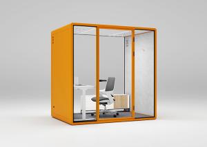 China Tempered Glass Private Meeting Pods Colorful Cabins Steel Reduce Acoustic Room factory