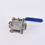 Stainless Steel 304 3PC Ball Valve for Water Media Silver Tri-Clamp Clover Pipe
