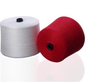China Soft winding Recycled Polyester Spun Yarn Raw White 30S/3 AA GRADE factory