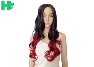 China Sexy Fascinating Long Synthetic Wigs Mixed Red Wig 22 Inches , Long Wavy Hair Style factory