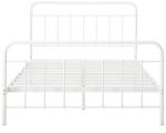 White Full Size Metal Bed Frame Powder Coated Surface Elegant Design