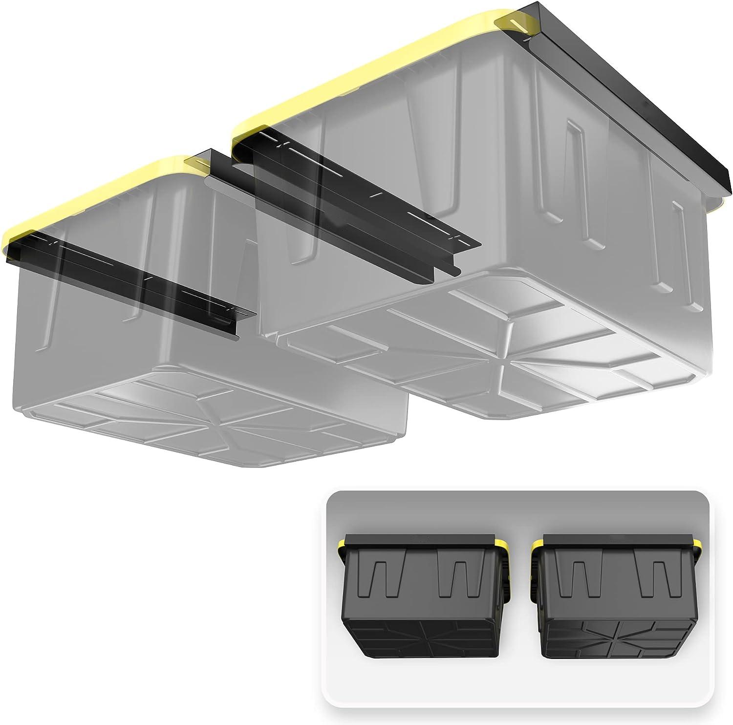 Metal Overhead Storage Bin Rack for Garage Ceiling Black Ceiling Rails for Garage