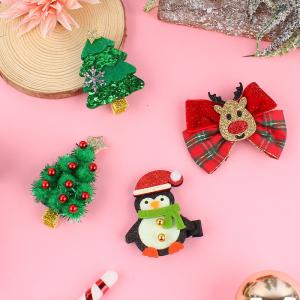 China Christmas Girls Hair Accessories Set Hair Clips Christmas Bows Hair Clips Girls Hairpin For Children And Adults factory
