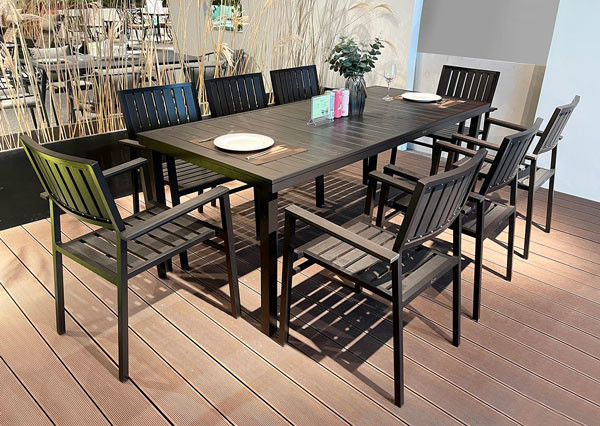 Patio Garden Furniture Black Waterproof Outdoor Dining Table D80xL120xH73CM