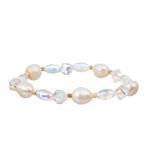 Fresh Water Pearl Gold Space Beaded Stacked Stretchy Bracelet For Lady