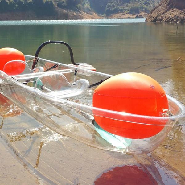 Small Flat Bottom Fishing Boat , 2 Pedals Glass Floor Boat With Inflatable Air
